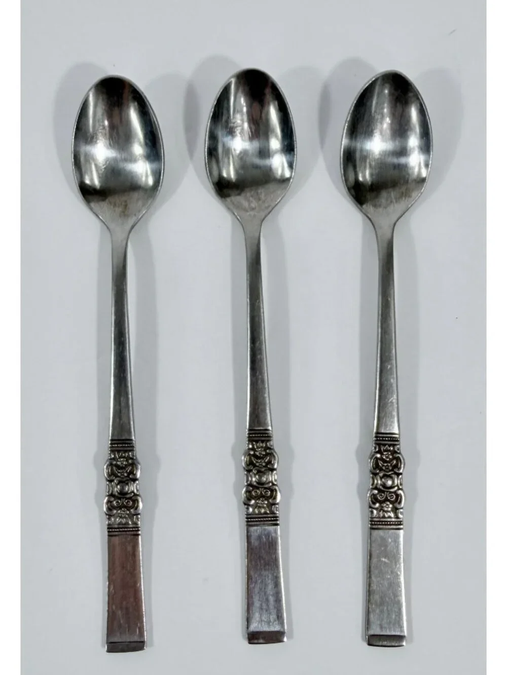 Vintage Northland Oneida Stainless Steel Iced Tea Spoons Decorative Floral Handl